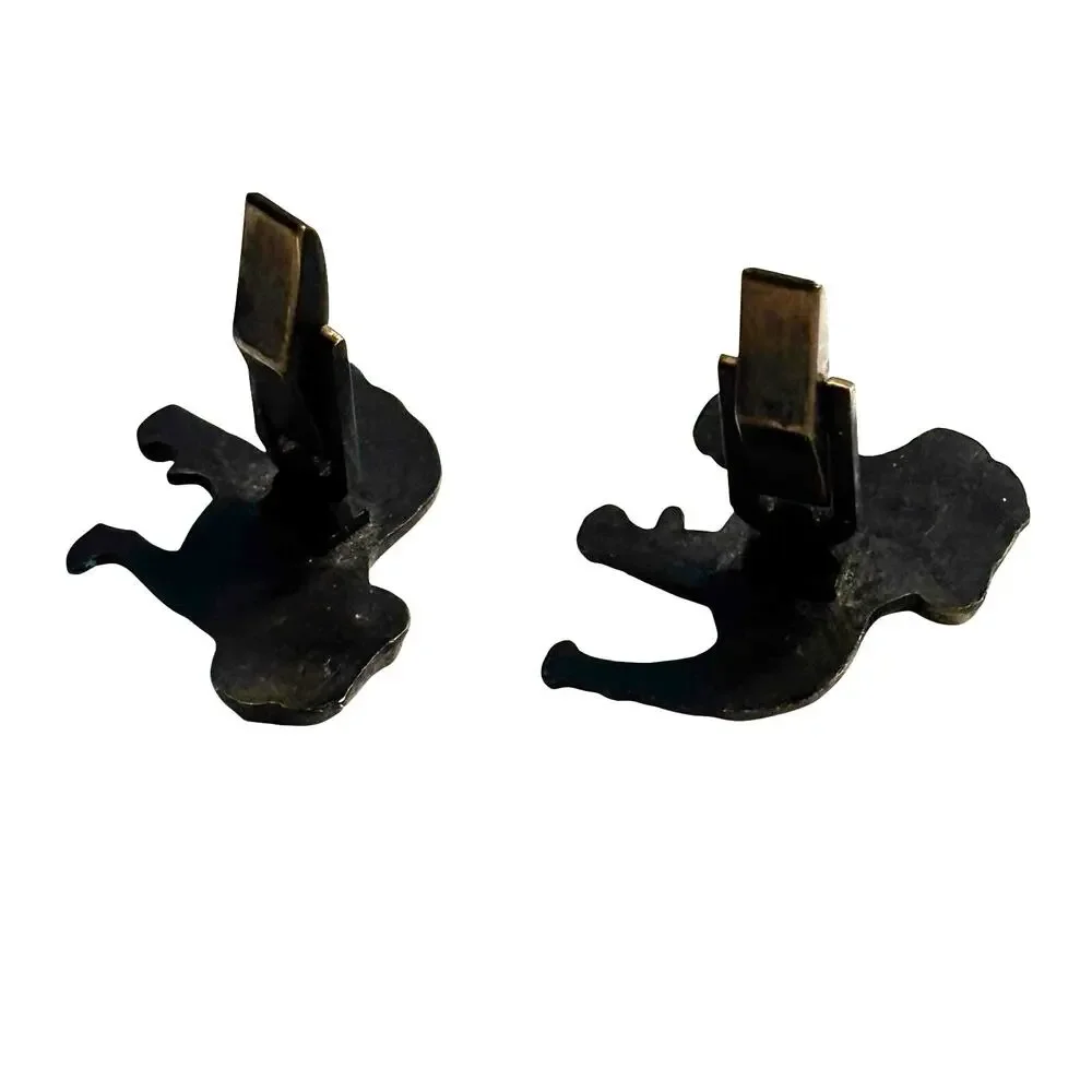 Vintage men's cufflinks Mack Truck brass bulldogs bronze goldtone etched metal